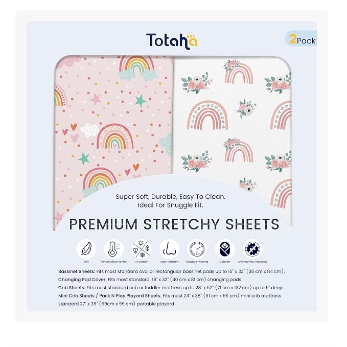 TotAha Premium Soft Pack n Play Sheets, Super Stretchy Jersey Knit Mini Crib by TotAha%7CUnitedStates