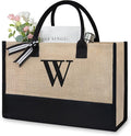 TOPDesign Initial Jute/Canvas Tote Bag, Personalized Present Bag, Suitable by TOPDesign