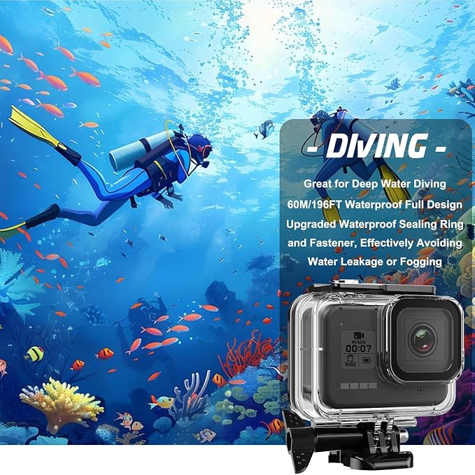 Compatible for Go Pro Hero 8 Black Waterproof Housing Case 60M/196FT Protective - Image 5