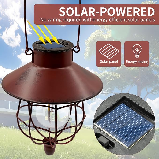 2 Pack Solar Lanterns Outdoor Waterproof Hanging Solar Lights - Image 3