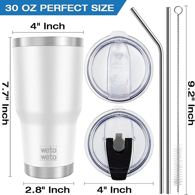 WETOWETO 30 oz Stainless Steel Tumbler, Insulated Coffee Tumbler Cup - Image 3