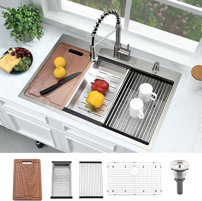 33x19 Drop In Kitchen Sink Workstation-Bokaiya Stainless Steel Kitchen Sinks by Bokaiya