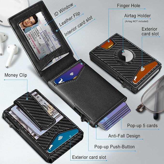 Airtag Wallet for Men, with Money Clip Gift Boxed, Slim Front Pocket Wallet - Image 2