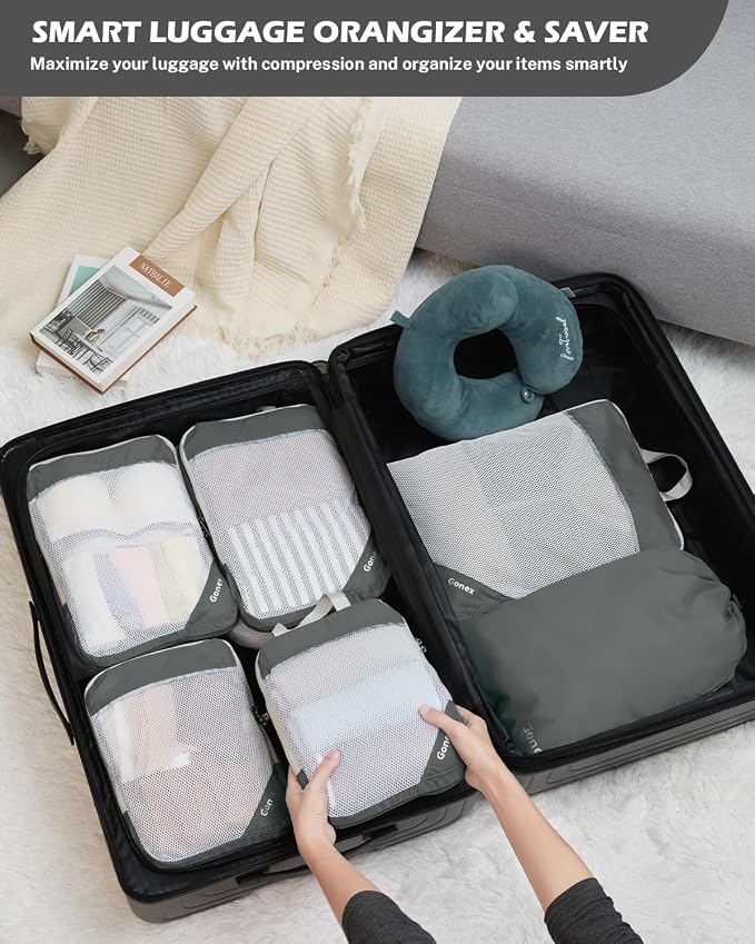 Compression Packing Cubes, Gonex Extensible Storage Mesh Bags Organizers - Image 9