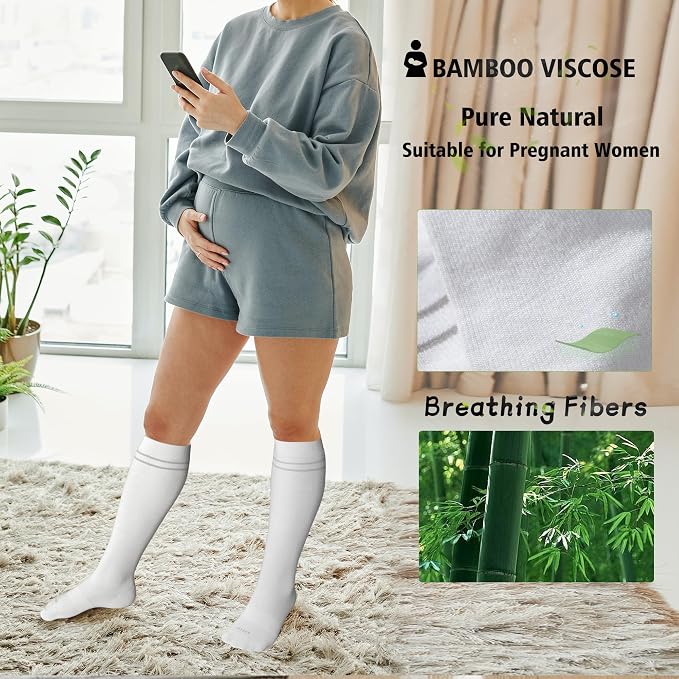 LEVSOX Compression Socks for Pregnant Women 20-30 mmHg Knee High Cute Funny - Image 4