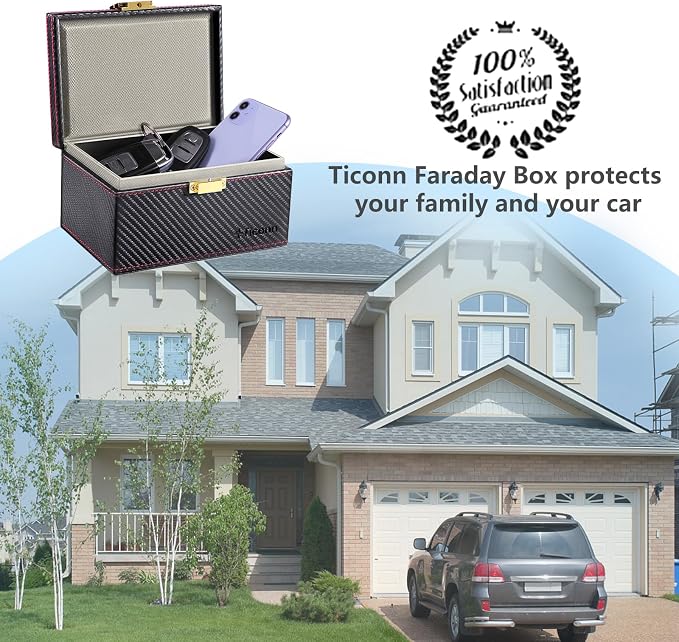TICONN Faraday Box, Car Key Fob Protector, Carbon Fiber Signal Blocker - Image 7