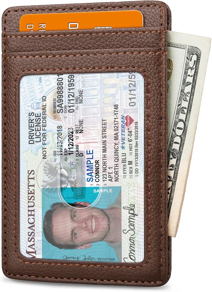 Buffway Mens Slim Wallet, Minimalist Thin Front Pocket Leather Credit Card - Image 2