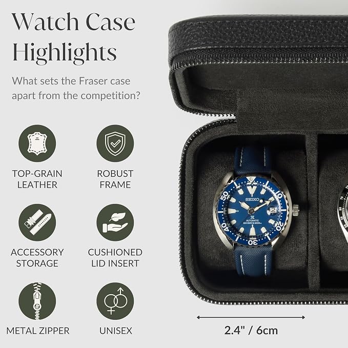 TAWBURY 3 Watch Case for Men – Luxury Leather Watch Travel Case for Men | Black - Image 6