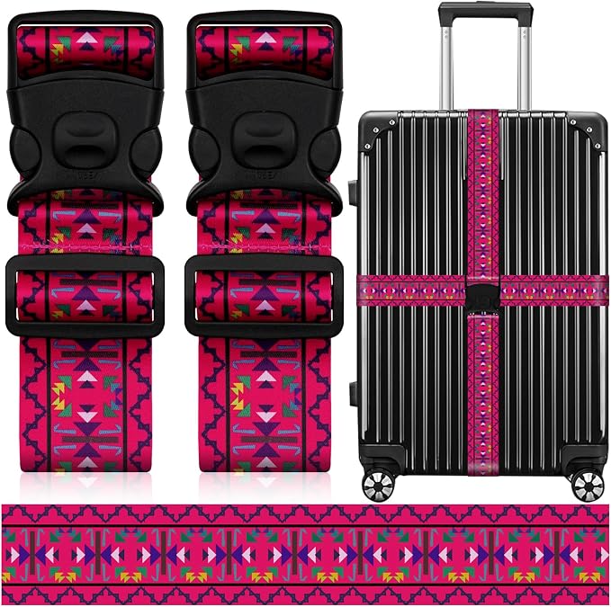2 Pack Luggage Straps for Suitcases, Adjustable Travel Belt by ZHOMA