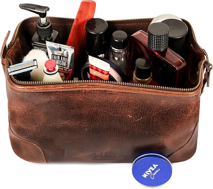 HLC Leather Toiletry Bag for Men - Image 5