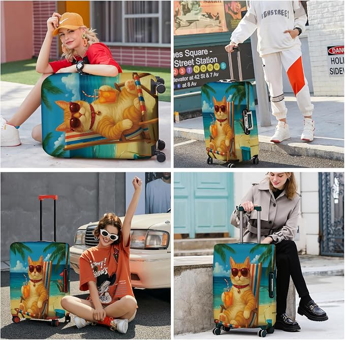 ANNA QUEEN Summer Cat Luggage Cover, Cat in Sunglasses - Image 6