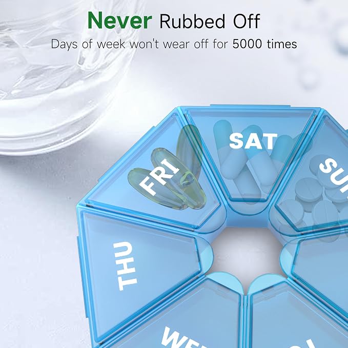 Weekly Pill Organizer, 2 Pack Portable Pill Box Medicine case 6 Colors New - Image 4