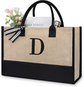 TOPDesign Initial Jute/Canvas Tote Bag, Personalized Present Bag, Suitable by TOPDesign