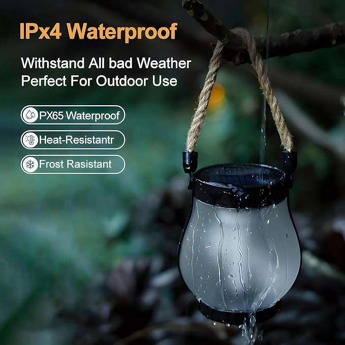 Kaliqo Solar Lantern Outdoor Lights Solar Lantern Waterproof Flickering Flame - Image 5