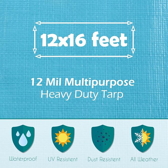 Tarps Heavy Duty Waterproof 12x16-12 mil Thick Camping Tent - Image 2