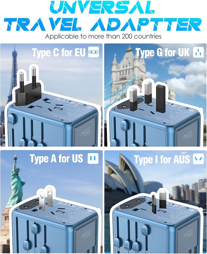 35W PD Universal Travel Adapter Fast Charging Offers 3X2.4A USB-A Ports - Image 3