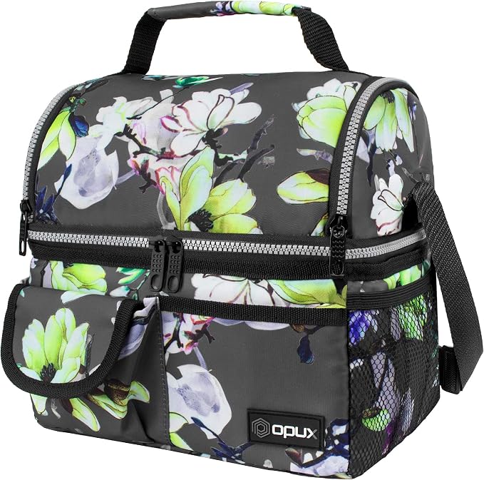 opux Lunch Bag Women Insulated, Adult Lunch Box Cooler, Flower Lunch Box by OPUX