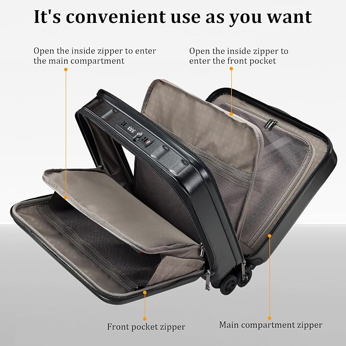 16 Inch Carry On Luggage with 2 Compartments - Image 5