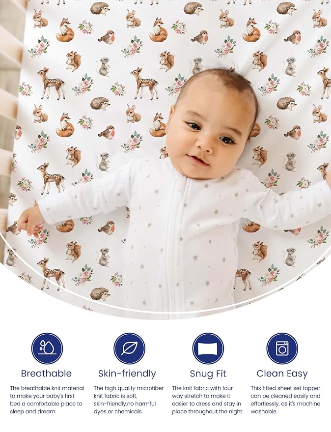 TotAha Crib Sheets for Boys Girls, Premium Soft Crib Mattress Fitted Sheet - Image 2
