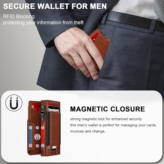 Wallet for Men Wallet with Slim Pop Up Card Holder 9-13 Cards, Bifold - Image 5