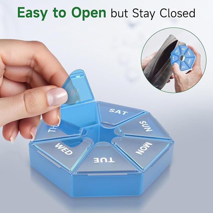 Weekly Pill Organizer, 2 Pack Portable Pill Box Medicine case 6 Colors New - Image 6