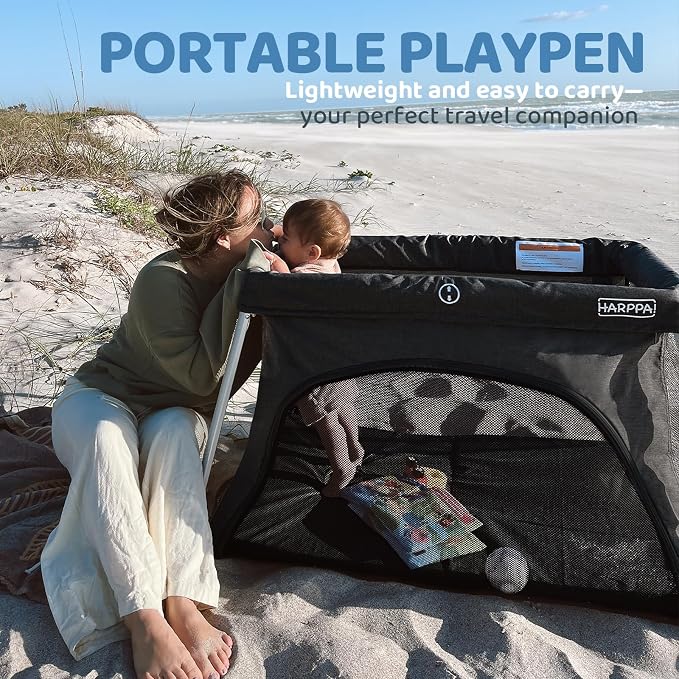 HARPPA Travel Crib with Comfy Mattress, Lightweight Portable Crib Requires No - Image 6