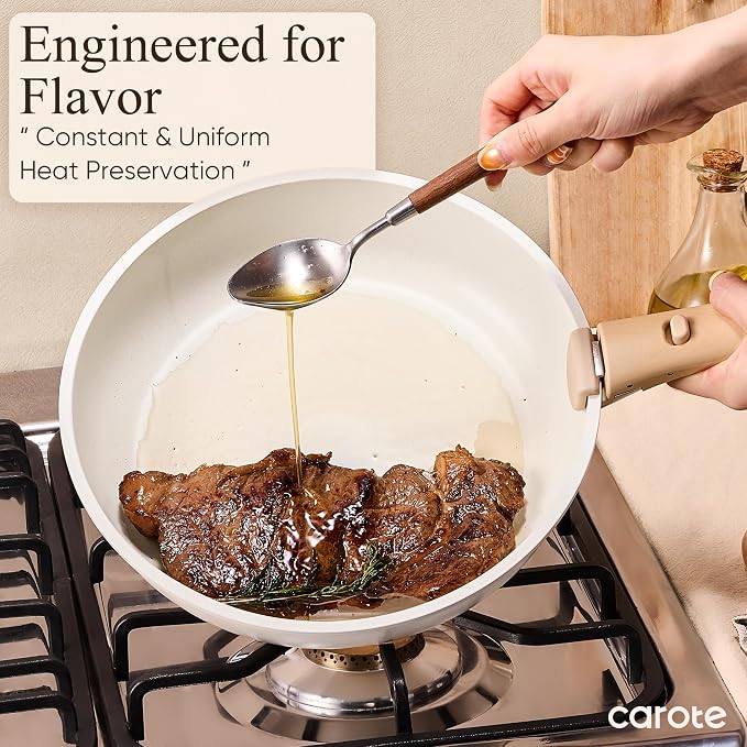 CAROTE 19pcs Pots and Pans Non Stick, Cookware Sets Detachable Handle, - Image 6