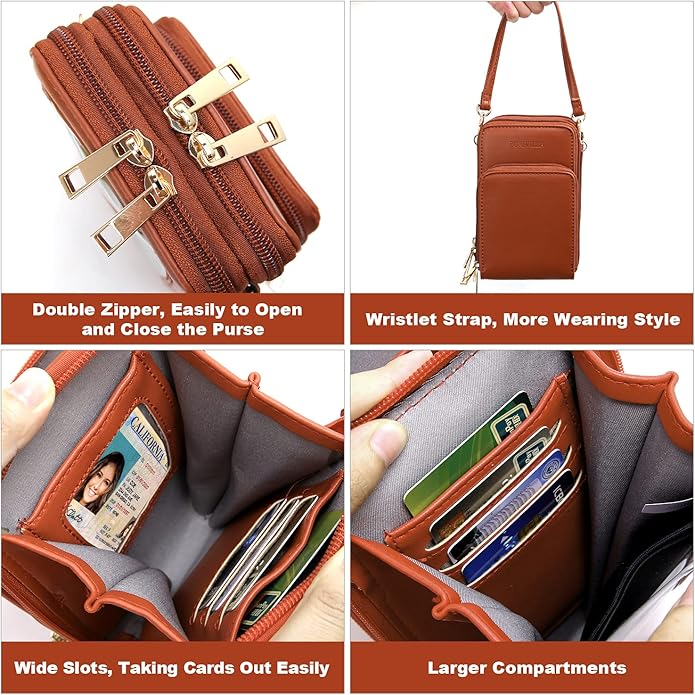 Crossbody Cellphone Purse Women Touch Screen Bag RFID Blocking Wallet Handbag - Image 4