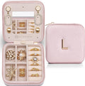 Vlando Travel Jewelry Case for Women Girls, L Initial Travel Jewelry Case by VLANDO