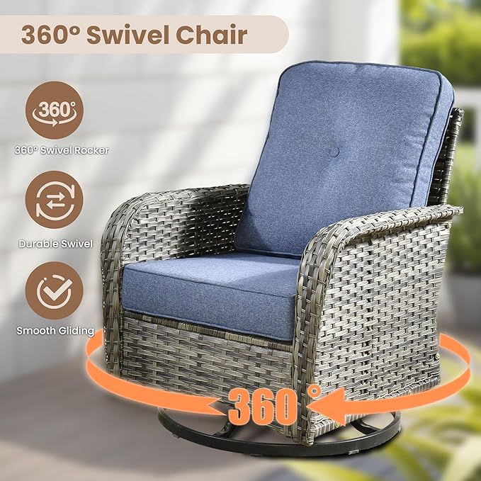 HOOOWOOO Patio Furniture Set, 5 Pieces Outdoor Conversation Set, All Weather - Image 2