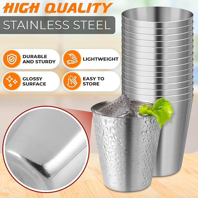 VIKROM 15 Pcs Stainless Steel Shot Glasses - 30ml Tiny Metal Shot Glasses - Image 3