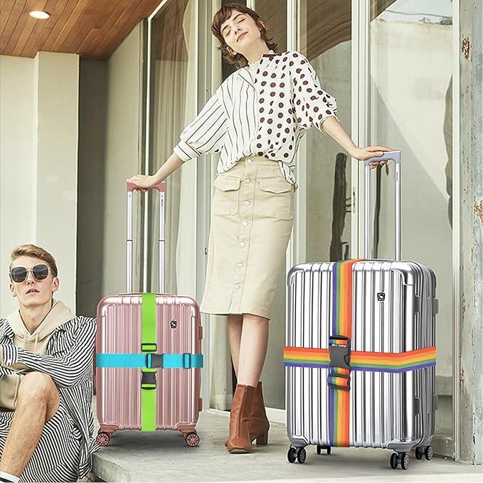 BILIONE 4 Pack Luggage Straps 79" Long Belts Keep Suitcase Secure While - Image 5