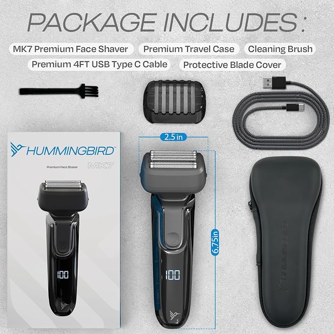 HUMMINGBIRD MK7 Premium Foil Face Shaver, Four Blade Foil Shaver - Image 6