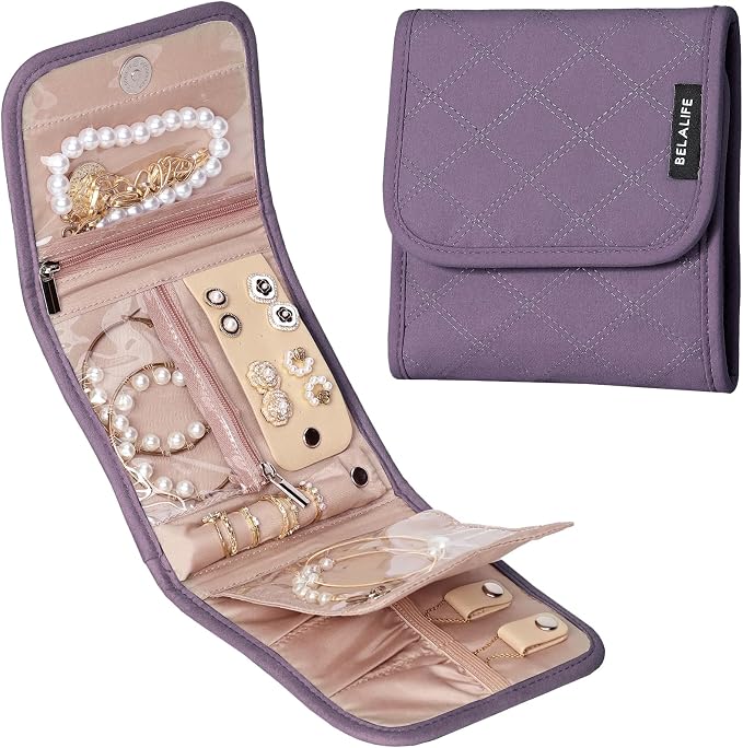 BELALIFE Travel Jewelry Case Organizer, Small Foldable Storage Roll by BELALIFE