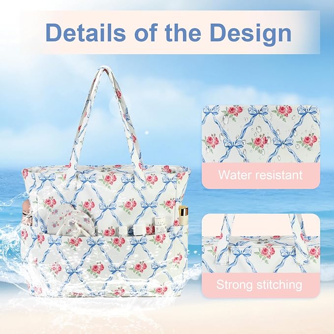 LEDAOU Beach Bag Waterproof Sandproof Women Tote Bag Pool Bag - Image 6