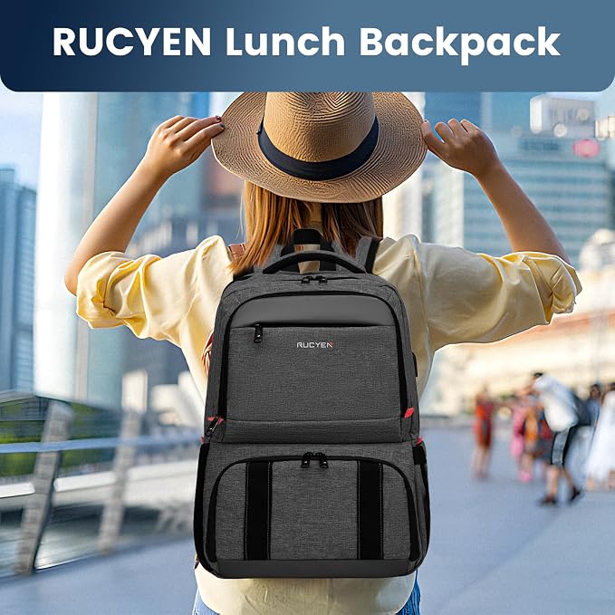 Lunch Backpack, 17.3 Inch Large Lunch Backpack Insulated Cooler Bag Travel - Image 5