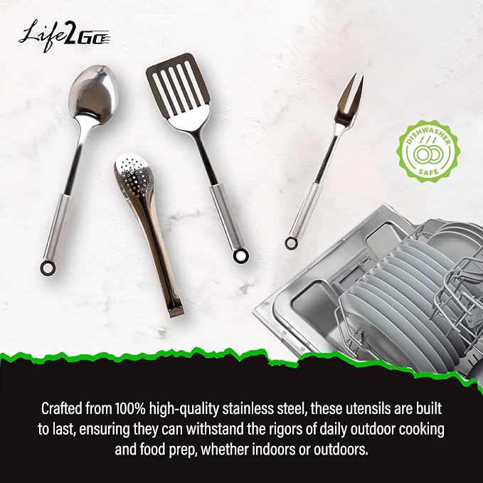 Life2Go 12 Piece Camp Cooking Utensil Set & Outdoor Kitchen Gear Cookware Kit - Image 4