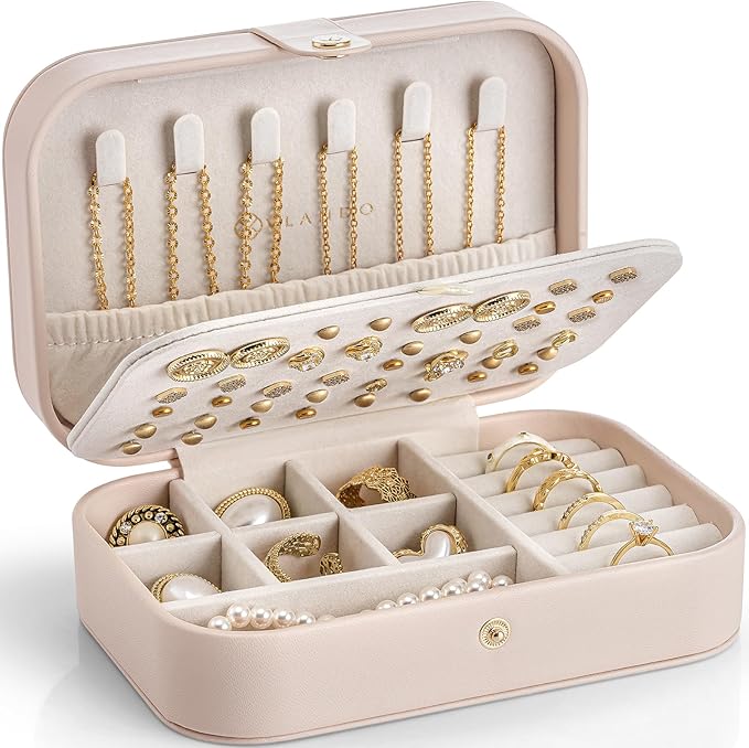 Vlando Travel Jewelry Case, PU Leather Travel Jewelry Box by VLANDO