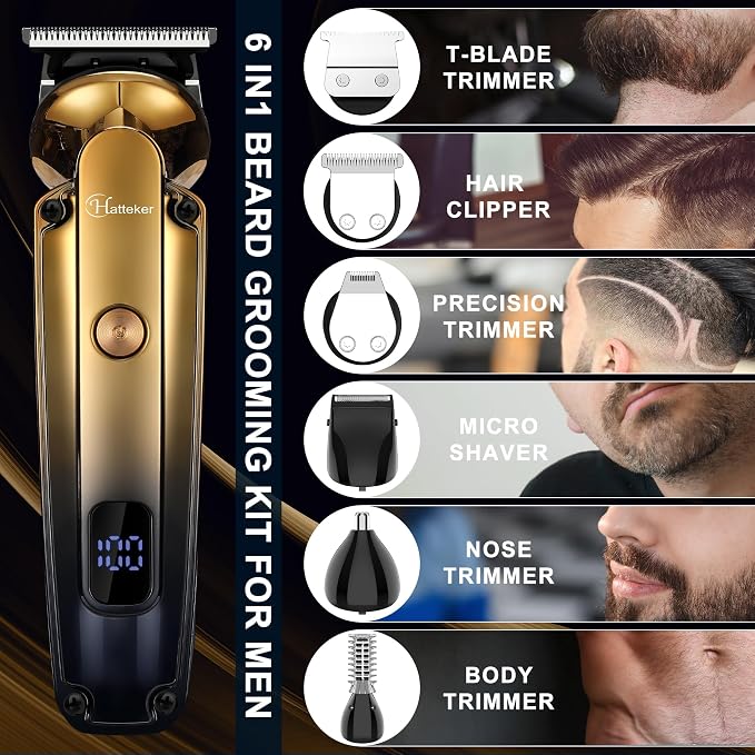 Hatteker Men's Beard Trimmer Kit Electric Razor Shaver Professional Hair Clipper - Image 2