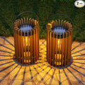 2 Set Solar Lantern Outdoor Rattan Lamp Outside Lights Hanging LED by GGII