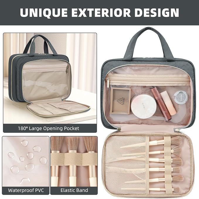 BAGAIL Hanging Toiletry Bag for Women Water-resistant Cosmetic Bag Large - Image 3