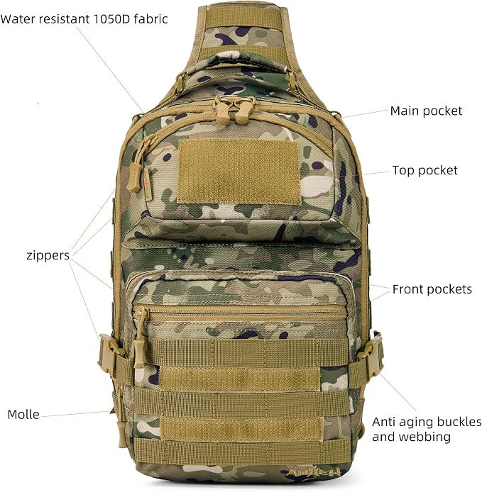 15L Tactical Crossbody Sling Bag | Everyday One Shoulder Backpack Fit 12 Inch - Image 4