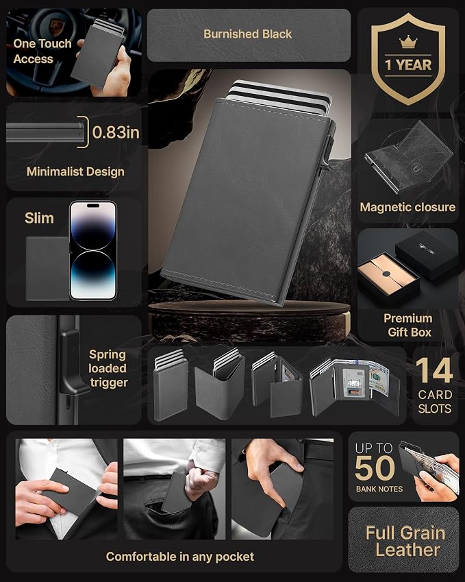 typecase Mens Wallet Card Holder: Pop Up Aluminum Case, Carbon Fiber Leather - Image 2