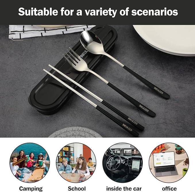 Travel cutlery set, 18/8 stainless steel cutlery, Reusable utensils set - Image 5