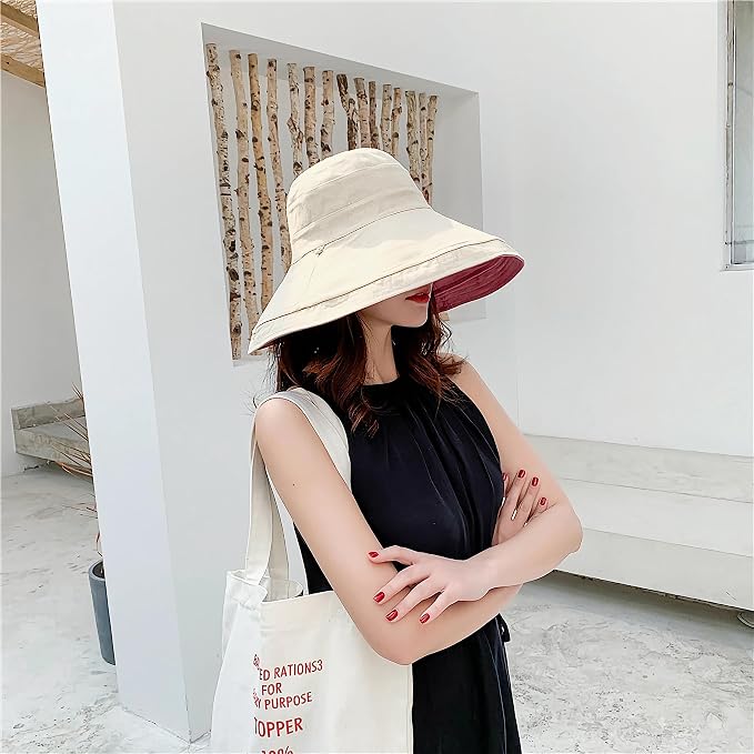 Women Wide Brim Sun Hats Metal Wired Edge Summer UV Protection Beach Fishing Hat - Image 2