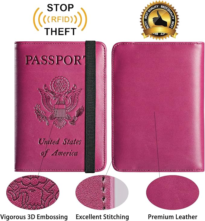 Passport Holder Cover Wallet Travel Essentials RFID Blocking Leather Card Case - Image 4