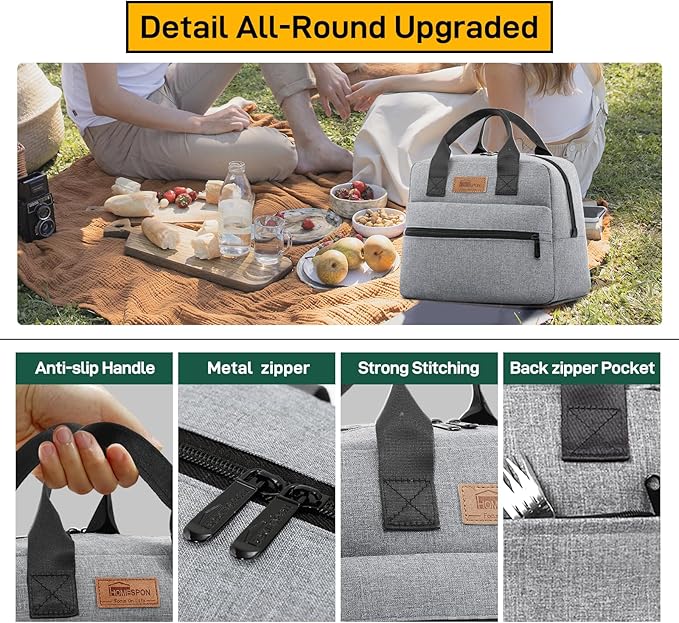 HOMESPON Insulated Lunch Bag for Women Men Lunch Box Cooler Lunch Tote for Work - Image 4