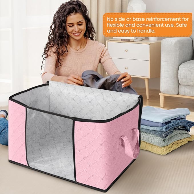Fab totes 24 Gallons Clothes Storage, Foldable Thick Fabric Blanket Storage Bags - Image 3