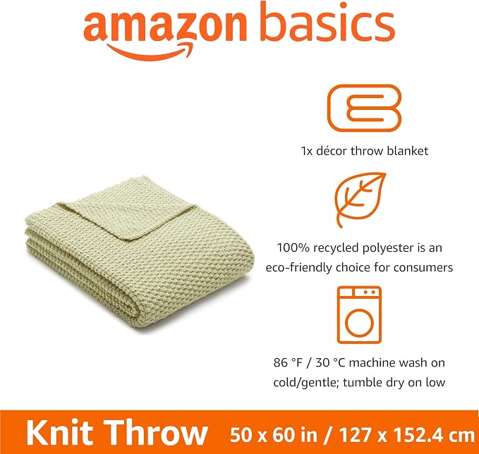 Amazon Basics Chunky Cable Knit Throw Blanket - Image 2