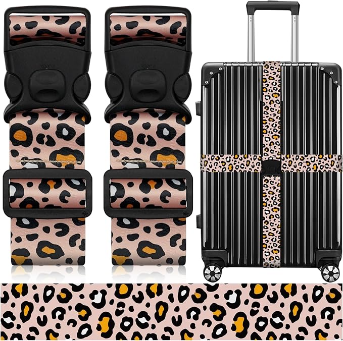 2 Pack Luggage Straps for Suitcases, Adjustable Travel Belt by ZHOMA